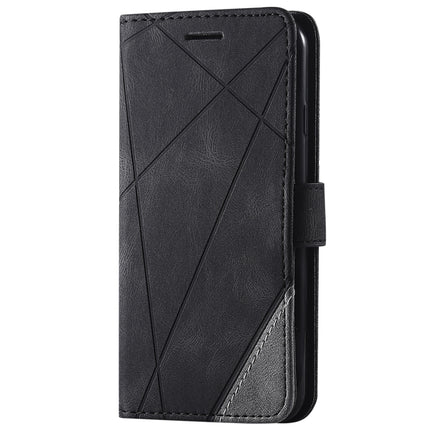 For iPhone SE 2020 / 8 / 7 Skin Feel Splicing Horizontal Flip Leather Case with Holder & Card Slots & Wallet & Photo Frame(Black)-garmade.com