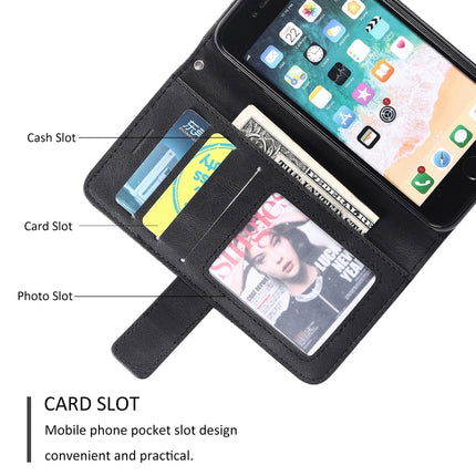 For iPhone SE 2020 / 8 / 7 Skin Feel Splicing Horizontal Flip Leather Case with Holder & Card Slots & Wallet & Photo Frame(Black)-garmade.com