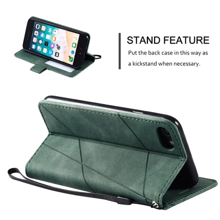 For iPhone SE 2020 / 8 / 7 Skin Feel Splicing Horizontal Flip Leather Case with Holder & Card Slots & Wallet & Photo Frame(Green)-garmade.com