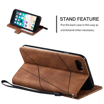 For iPhone SE 2020 / 8 / 7 Skin Feel Splicing Horizontal Flip Leather Case with Holder & Card Slots & Wallet & Photo Frame(Brown)-garmade.com