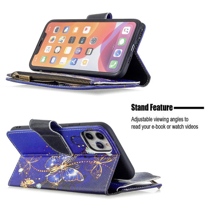 For iPhone 11 Colored Drawing Pattern Zipper Horizontal Flip Leather Case with Holder & Card Slots & Wallet(Purple Butterfly)-garmade.com