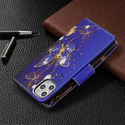 For iPhone 11 Colored Drawing Pattern Zipper Horizontal Flip Leather Case with Holder & Card Slots & Wallet(Purple Butterfly)-garmade.com