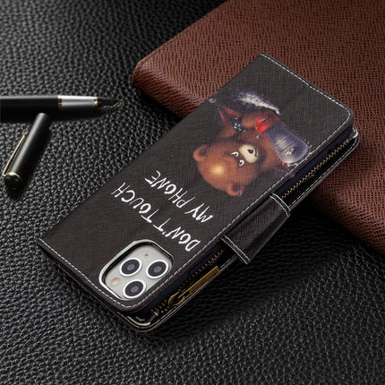 For iPhone 11 Colored Drawing Pattern Zipper Horizontal Flip Leather Case with Holder & Card Slots & Wallet(Bear)-garmade.com