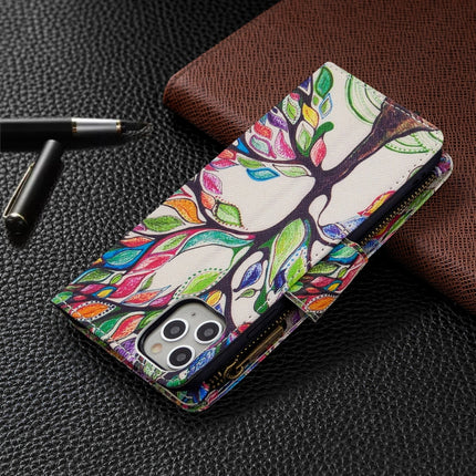 For iPhone 11 Colored Drawing Pattern Zipper Horizontal Flip Leather Case with Holder & Card Slots & Wallet(Tree)-garmade.com