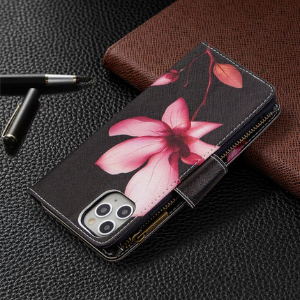 For iPhone 11 Colored Drawing Pattern Zipper Horizontal Flip Leather Case with Holder & Card Slots & Wallet(Lotus)-garmade.com