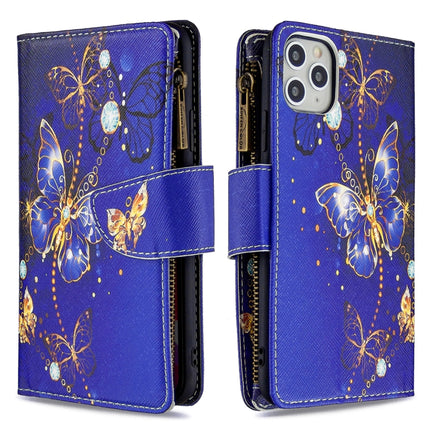 For iPhone 11 Pro Colored Drawing Pattern Zipper Horizontal Flip Leather Case with Holder & Card Slots & Wallet(Purple Butterfly)-garmade.com