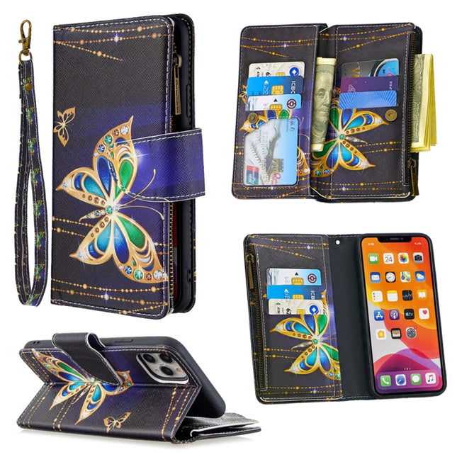 For iPhone 11 Pro Colored Drawing Pattern Zipper Horizontal Flip Leather Case with Holder & Card Slots & Wallet(Butterfly)-garmade.com
