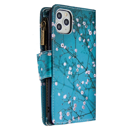 For iPhone 11 Pro Colored Drawing Pattern Zipper Horizontal Flip Leather Case with Holder & Card Slots & Wallet(Plum Blossom)-garmade.com