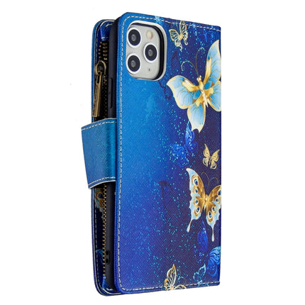 For iPhone 11 Pro Colored Drawing Pattern Zipper Horizontal Flip Leather Case with Holder & Card Slots & Wallet(Golden Butterfly)-garmade.com