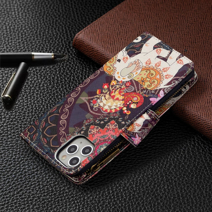 For iPhone 11 Pro Colored Drawing Pattern Zipper Horizontal Flip Leather Case with Holder & Card Slots & Wallet(Flowers and Elephants)-garmade.com