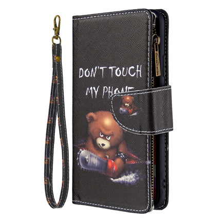 For iPhone 11 Pro Max Colored Drawing Pattern Zipper Horizontal Flip Leather Case with Holder & Card Slots & Wallet(Bear)-garmade.com