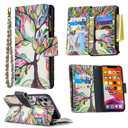 For iPhone 11 Pro Max Colored Drawing Pattern Zipper Horizontal Flip Leather Case with Holder & Card Slots & Wallet(Tree)-garmade.com