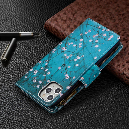 For iPhone 11 Pro Max Colored Drawing Pattern Zipper Horizontal Flip Leather Case with Holder & Card Slots & Wallet(Plum Blossom)-garmade.com