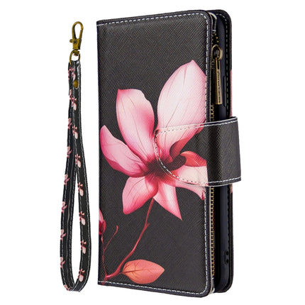 For iPhone 11 Pro Max Colored Drawing Pattern Zipper Horizontal Flip Leather Case with Holder & Card Slots & Wallet(Lotus)-garmade.com