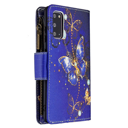 For Samsung Galaxy S20 Colored Drawing Pattern Zipper Horizontal Flip Leather Case with Holder & Card Slots & Wallet(Purple Butterfly)-garmade.com