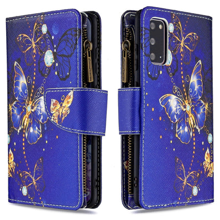 For Samsung Galaxy S20 Colored Drawing Pattern Zipper Horizontal Flip Leather Case with Holder & Card Slots & Wallet(Purple Butterfly)-garmade.com
