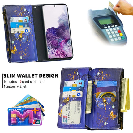 For Samsung Galaxy S20 Colored Drawing Pattern Zipper Horizontal Flip Leather Case with Holder & Card Slots & Wallet(Purple Butterfly)-garmade.com