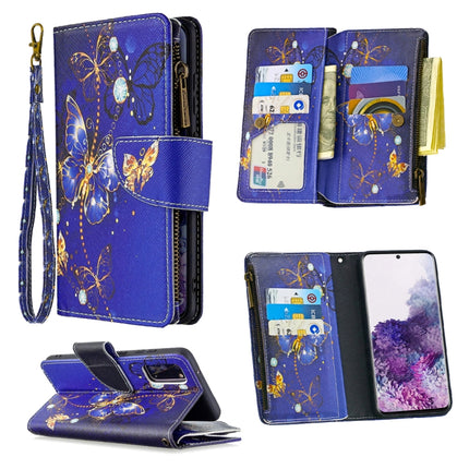 For Samsung Galaxy S20 Colored Drawing Pattern Zipper Horizontal Flip Leather Case with Holder & Card Slots & Wallet(Purple Butterfly)-garmade.com