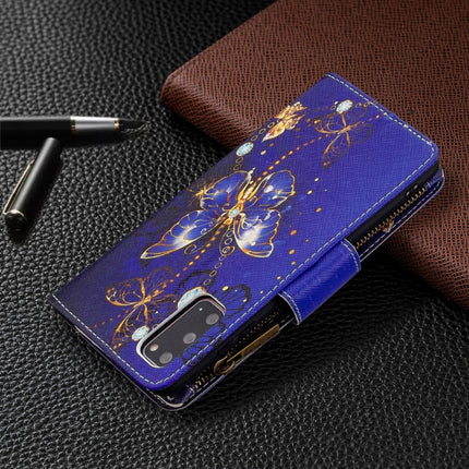 For Samsung Galaxy S20 Colored Drawing Pattern Zipper Horizontal Flip Leather Case with Holder & Card Slots & Wallet(Purple Butterfly)-garmade.com