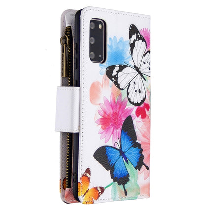 For Samsung Galaxy S20 Colored Drawing Pattern Zipper Horizontal Flip Leather Case with Holder & Card Slots & Wallet(Two Butterflies)-garmade.com