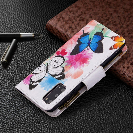For Samsung Galaxy S20 Colored Drawing Pattern Zipper Horizontal Flip Leather Case with Holder & Card Slots & Wallet(Two Butterflies)-garmade.com