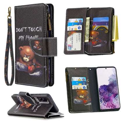 For Samsung Galaxy S20 Colored Drawing Pattern Zipper Horizontal Flip Leather Case with Holder & Card Slots & Wallet(Bear)-garmade.com