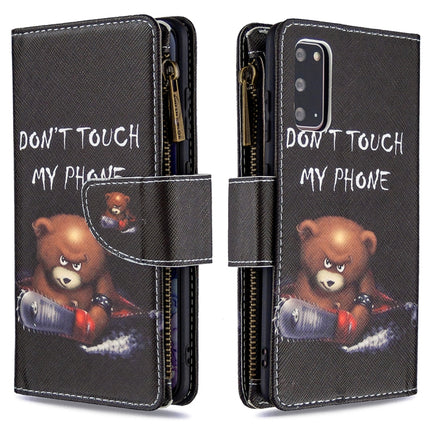 For Samsung Galaxy S20 Colored Drawing Pattern Zipper Horizontal Flip Leather Case with Holder & Card Slots & Wallet(Bear)-garmade.com