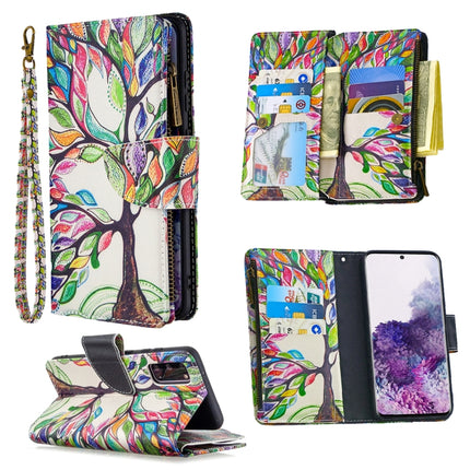 For Samsung Galaxy S20 Colored Drawing Pattern Zipper Horizontal Flip Leather Case with Holder & Card Slots & Wallet(Tree)-garmade.com