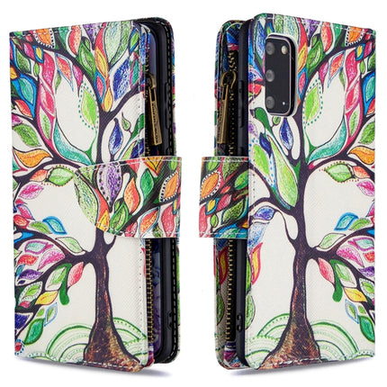 For Samsung Galaxy S20 Colored Drawing Pattern Zipper Horizontal Flip Leather Case with Holder & Card Slots & Wallet(Tree)-garmade.com