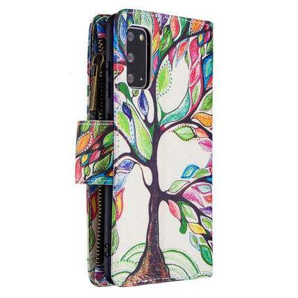 For Samsung Galaxy S20 Colored Drawing Pattern Zipper Horizontal Flip Leather Case with Holder & Card Slots & Wallet(Tree)-garmade.com