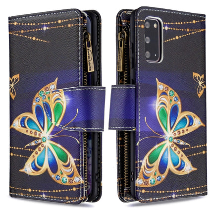 For Samsung Galaxy S20 Colored Drawing Pattern Zipper Horizontal Flip Leather Case with Holder & Card Slots & Wallet(Butterfly)-garmade.com