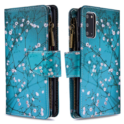 For Samsung Galaxy S20 Colored Drawing Pattern Zipper Horizontal Flip Leather Case with Holder & Card Slots & Wallet(Plum Blossom)-garmade.com