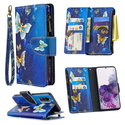 For Samsung Galaxy S20 Colored Drawing Pattern Zipper Horizontal Flip Leather Case with Holder & Card Slots & Wallet(Golden Butterfly)-garmade.com