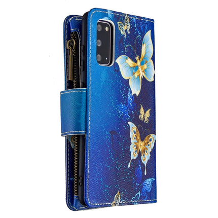 For Samsung Galaxy S20 Colored Drawing Pattern Zipper Horizontal Flip Leather Case with Holder & Card Slots & Wallet(Golden Butterfly)-garmade.com