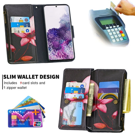 For Samsung Galaxy S20 Colored Drawing Pattern Zipper Horizontal Flip Leather Case with Holder & Card Slots & Wallet(Lotus)-garmade.com
