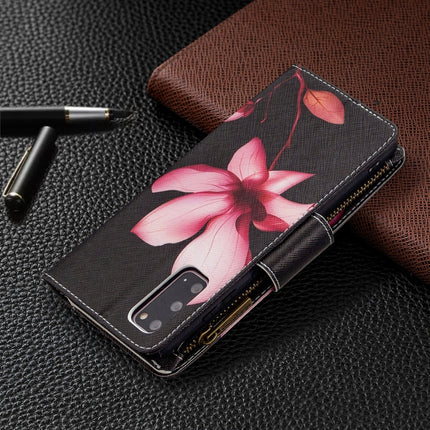 For Samsung Galaxy S20 Colored Drawing Pattern Zipper Horizontal Flip Leather Case with Holder & Card Slots & Wallet(Lotus)-garmade.com