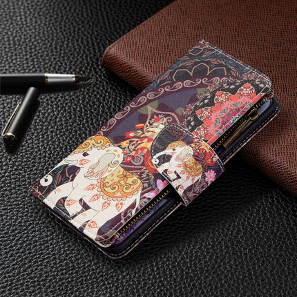 For Samsung Galaxy S20 Colored Drawing Pattern Zipper Horizontal Flip Leather Case with Holder & Card Slots & Wallet(Flowers and Elephants)-garmade.com