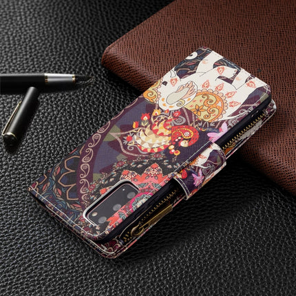 For Samsung Galaxy S20 Colored Drawing Pattern Zipper Horizontal Flip Leather Case with Holder & Card Slots & Wallet(Flowers and Elephants)-garmade.com