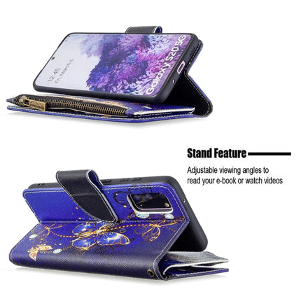 For Samsung Galaxy S20+ Colored Drawing Pattern Zipper Horizontal Flip Leather Case with Holder & Card Slots & Wallet(Purple Butterfly)-garmade.com