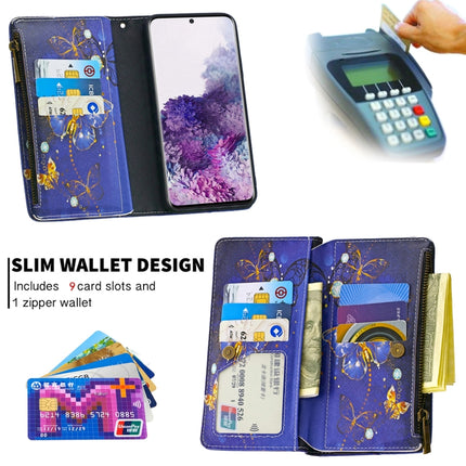 For Samsung Galaxy S20+ Colored Drawing Pattern Zipper Horizontal Flip Leather Case with Holder & Card Slots & Wallet(Purple Butterfly)-garmade.com
