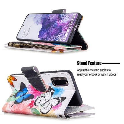 For Samsung Galaxy S20+ Colored Drawing Pattern Zipper Horizontal Flip Leather Case with Holder & Card Slots & Wallet(Two Butterflies)-garmade.com