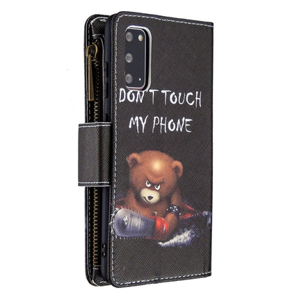 For Samsung Galaxy S20+ Colored Drawing Pattern Zipper Horizontal Flip Leather Case with Holder & Card Slots & Wallet(Bear)-garmade.com