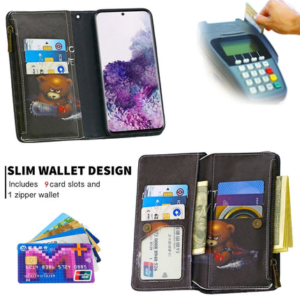 For Samsung Galaxy S20+ Colored Drawing Pattern Zipper Horizontal Flip Leather Case with Holder & Card Slots & Wallet(Bear)-garmade.com