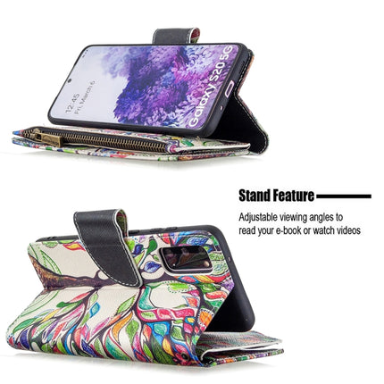 For Samsung Galaxy S20+ Colored Drawing Pattern Zipper Horizontal Flip Leather Case with Holder & Card Slots & Wallet(Tree)-garmade.com