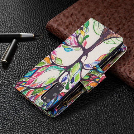 For Samsung Galaxy S20+ Colored Drawing Pattern Zipper Horizontal Flip Leather Case with Holder & Card Slots & Wallet(Tree)-garmade.com