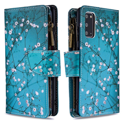 For Samsung Galaxy S20+ Colored Drawing Pattern Zipper Horizontal Flip Leather Case with Holder & Card Slots & Wallet(Plum Blossom)-garmade.com