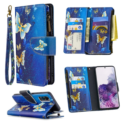 For Samsung Galaxy S20+ Colored Drawing Pattern Zipper Horizontal Flip Leather Case with Holder & Card Slots & Wallet(Golden Butterfly)-garmade.com