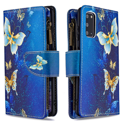 For Samsung Galaxy S20+ Colored Drawing Pattern Zipper Horizontal Flip Leather Case with Holder & Card Slots & Wallet(Golden Butterfly)-garmade.com