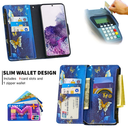 For Samsung Galaxy S20+ Colored Drawing Pattern Zipper Horizontal Flip Leather Case with Holder & Card Slots & Wallet(Golden Butterfly)-garmade.com