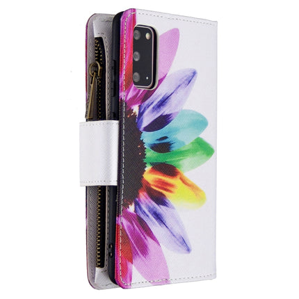 For Samsung Galaxy S20+ Colored Drawing Pattern Zipper Horizontal Flip Leather Case with Holder & Card Slots & Wallet(Sun Flower)-garmade.com